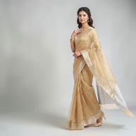 Golden Zari Work Silk Georgette Saree