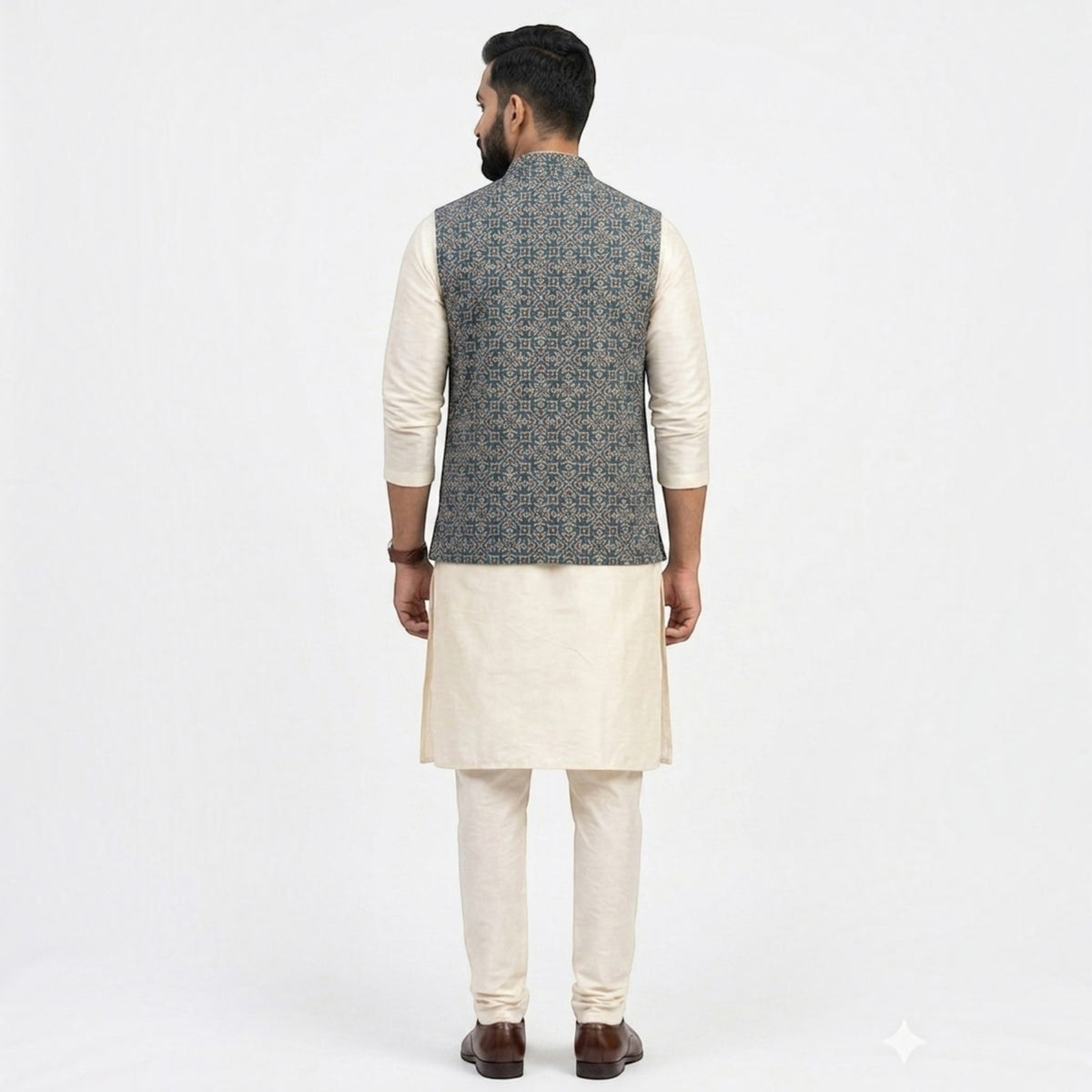 Blue Ajrakh Silk Jacket