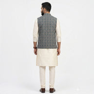 Blue Ajrakh Silk Jacket