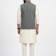Blue Ajrakh Silk Jacket