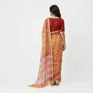 Yellow Red Handblock Kota Cotton Saree