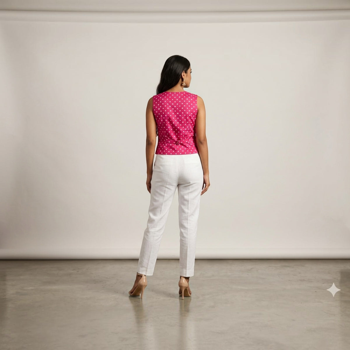 Pink Modal Silk Bandhej Waistcoat