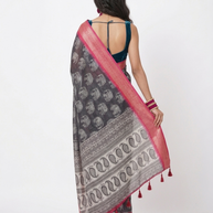 Black Soft Litchi Silk Saree