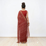 Dark Maroon Handblock Kota Cotton Saree