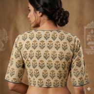 Cream Handblock Cotton Blouse