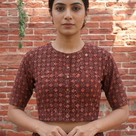 Maroon Handblock Cotton Blouse