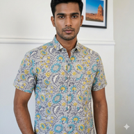 Artsy Hand Block Print Mens Shirt