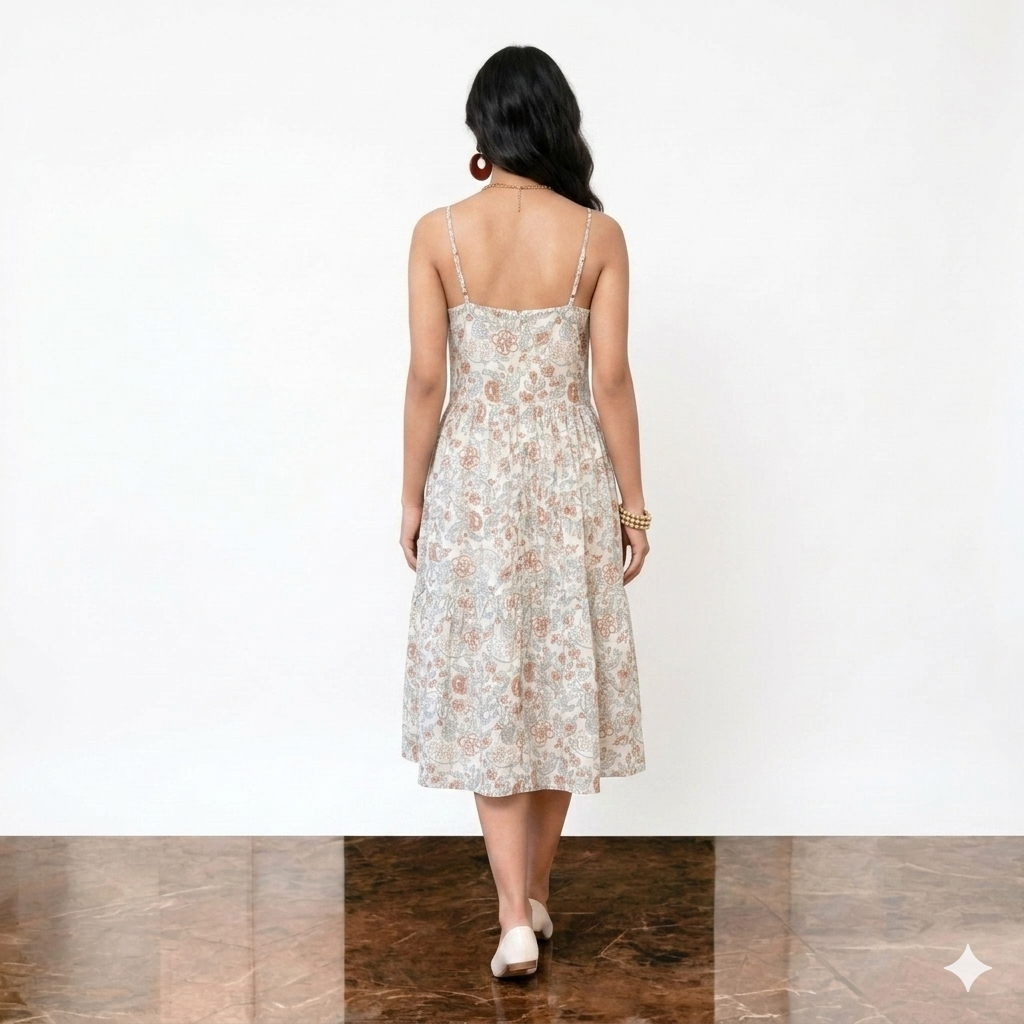 White Smocking Cotton Strap Dress