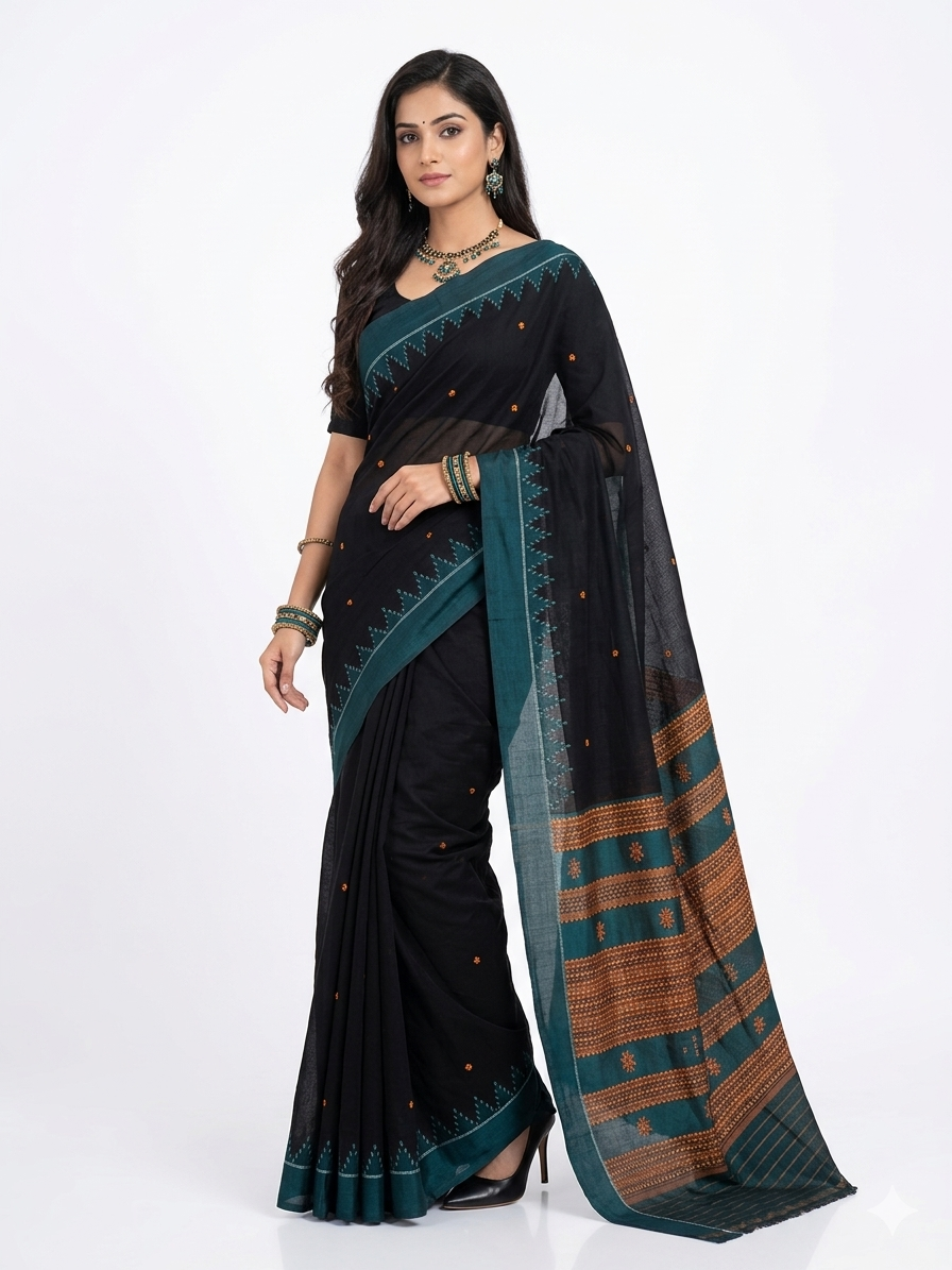 Black Kotpad Cotton Saree