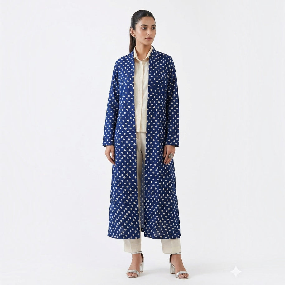 Rajwadi Blue Bandhej Women’s Sherwani