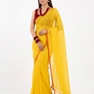 Yellow Plain Handwoven Cotton Saree