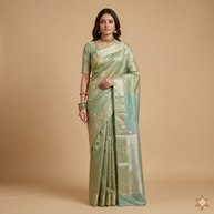 Green Zari Work Silk Georgette Saree
