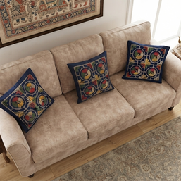 Blue Embroidery Cotton Cushion