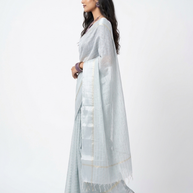 Ligth Blue Stripe Georgette Saree