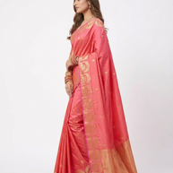 Peach Double Shade Zari Work Silk Saree
