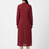 Maroon Modal Silk Bandhej Long Blazer