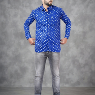 Blue Bandhani Cotton Shirt
