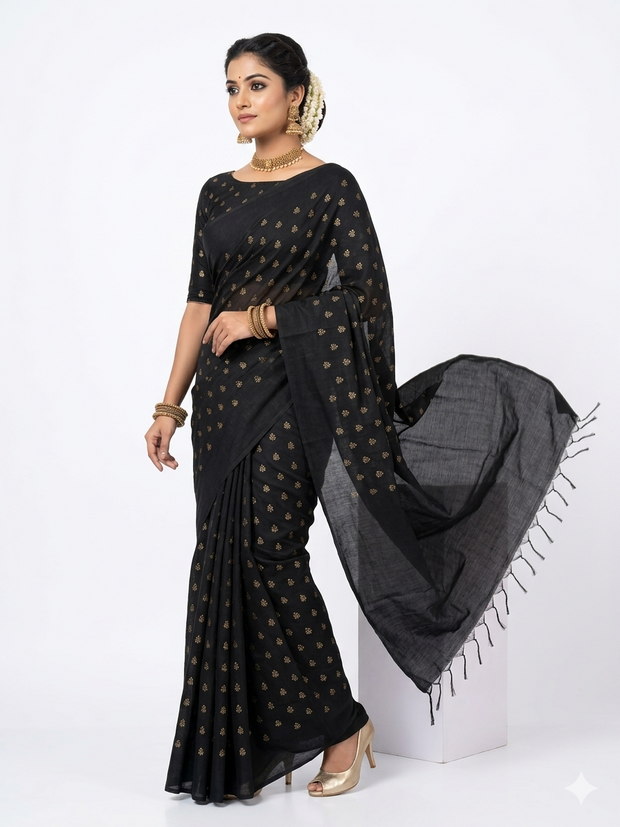 Black Golden Buti Silk Saree