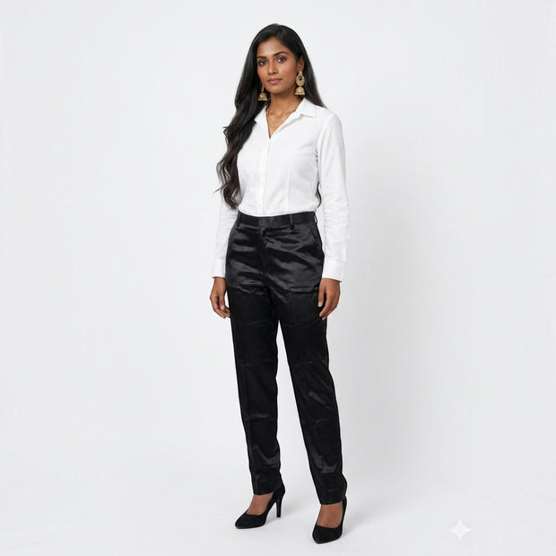 Black Straight Mashru Pant