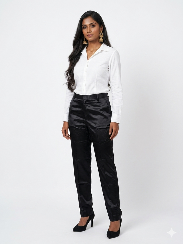 Black Straight Mashru Pant