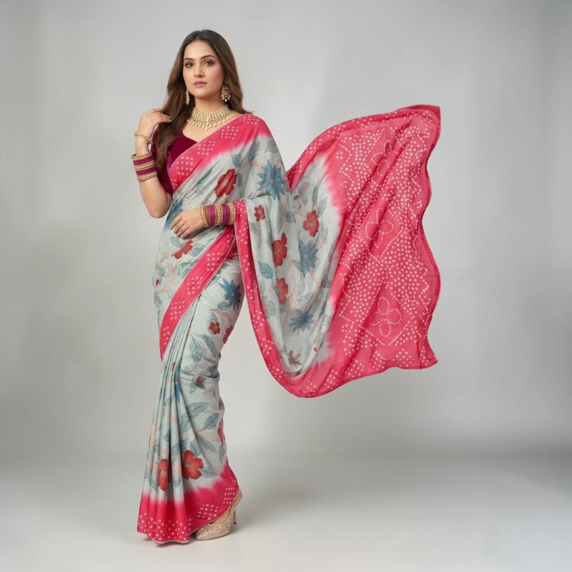 Green Kalmakari Makhmali Silk Saree