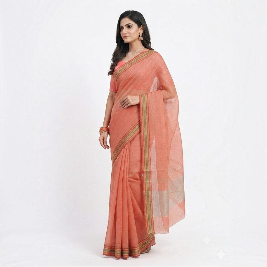 Red Stripe Cotton Saree