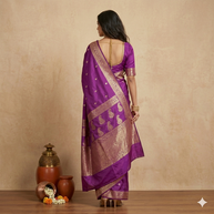 Purple Golden Jari Work Silk Saree