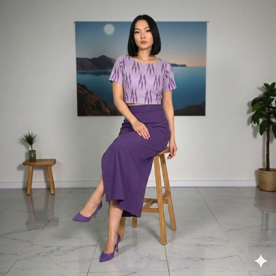 Purple Handwoven Cotton Long Skirt