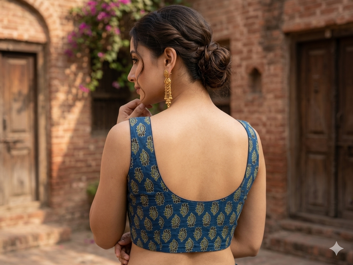 Blue Mashru Silk Blouse