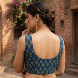 Blue Mashru Silk Blouse