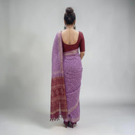 Purple Handblock Chanderi Saree