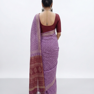 Purple Handblock Chanderi Saree