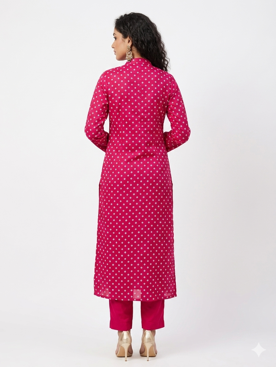 Rajwadi Pink Bandhej Women’s Sherwani