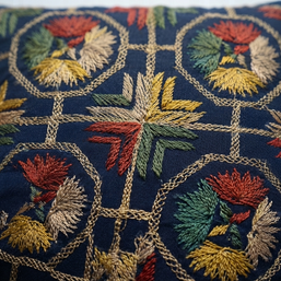 Blue Embroidery Cotton Cushion