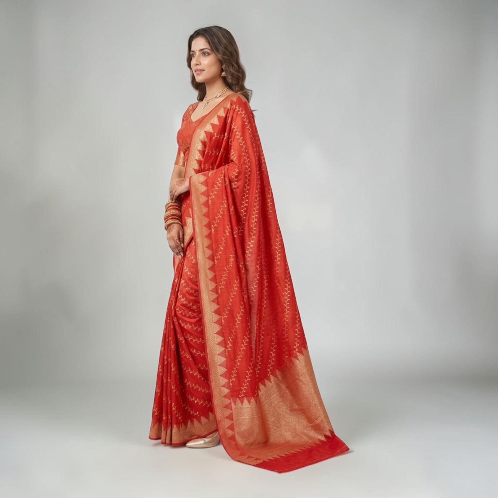 Red Golden Silk Saree
