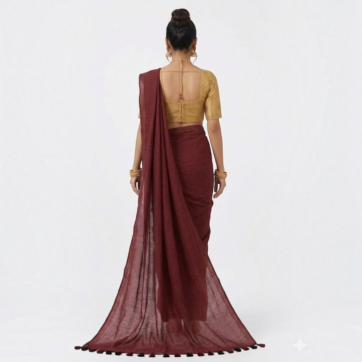 Maroon Handloom Cotton Saree