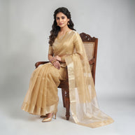 Golden Zari Work Silk Georgette Saree