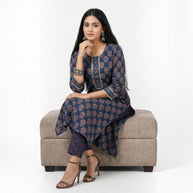 Blue Floral Handblock Cotton Kurta & Pant