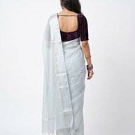 Ligth Blue Stripe Georgette Saree