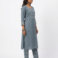Blue Handblock Cotton Kurta & Pant
