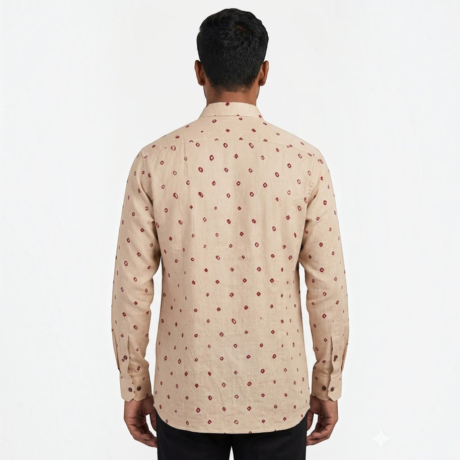 Cream Bandhani Cotton Shirt
