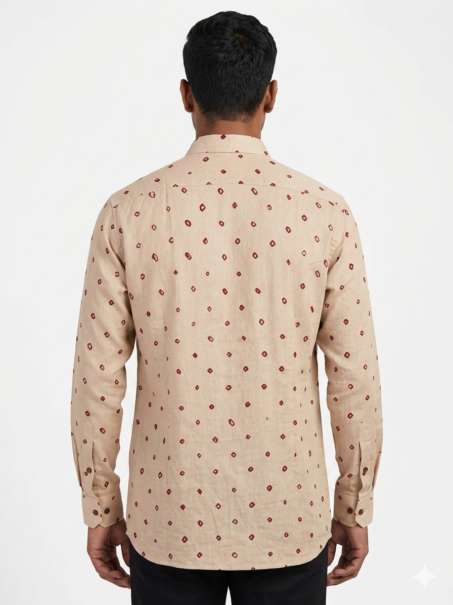 Cream Bandhani Cotton Shirt