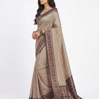 Golden Black Zari Work Silk Saree