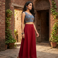Blue Ajrakh Mashru Silk Blouse