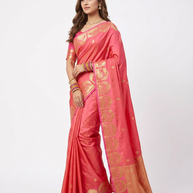 Peach Double Shade Zari Work Silk Saree