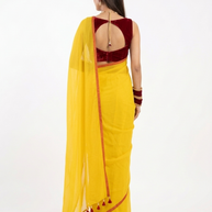 Yellow Plain Handwoven Cotton Saree