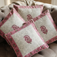 White Handblock Cotton Cushion