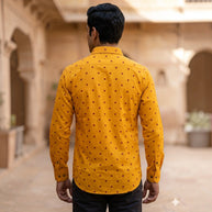 Yellow Bandhani Cotton Shirt