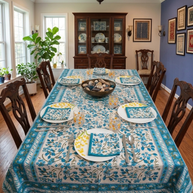 Handblock Print Cotton 6 Seater Rectangular Table Cover