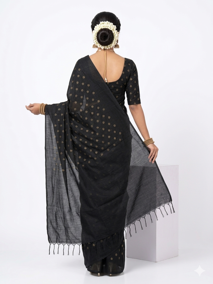 Black Golden Buti Silk Saree